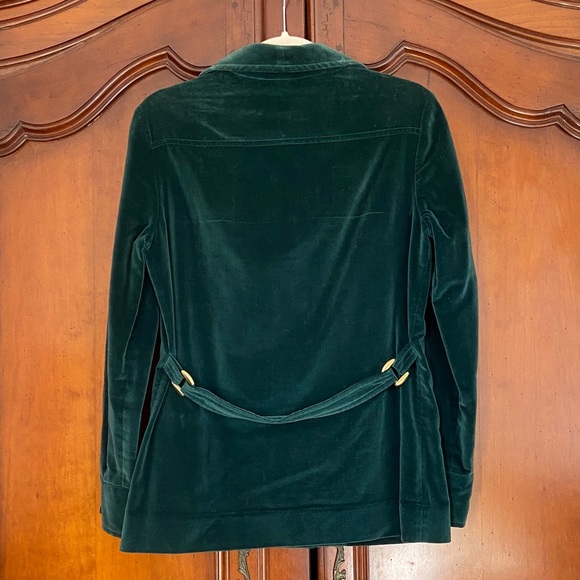 Vintage 60s 70s Joe Frank of Houston 100% Cotton Velvet Forest Green Shacket - Picture 3 of 10